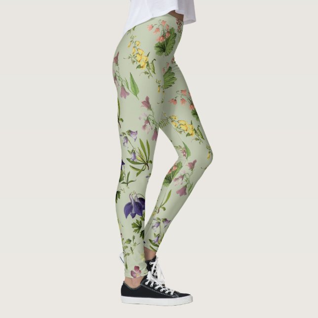 Botanisk alpin blommigt All över att lägga benen Leggings (Höger)