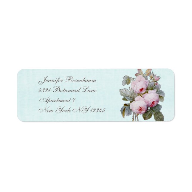 Botanisk anpassningsbar för engelsk bukett med returadress etikett (Framsidan)