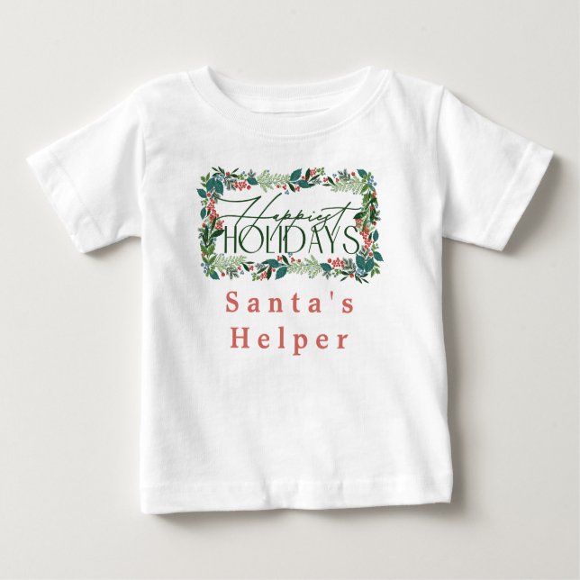 Botanisk Anpassningsbar Text - festlig Helgdag jul T Shirt (Framsida)