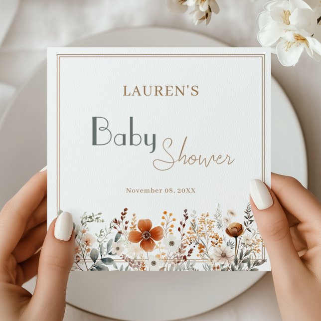 Botanisk Baby Shower Bordsuppsättning Pappersservett (Skapare uppladdad)