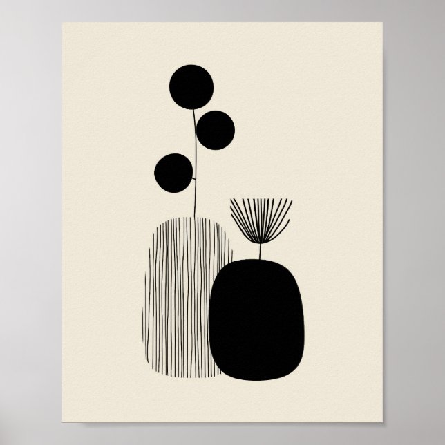 Botanisk Balans – Minimalistisk Vasillustration Poster (Framsidan)