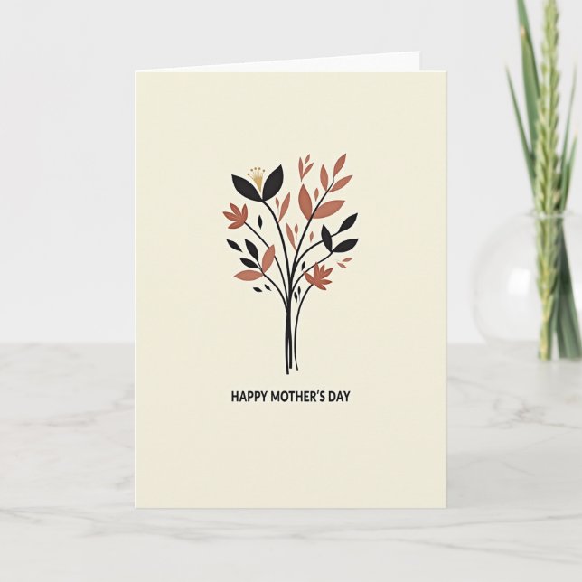 Botanisk Beige Mönsterkort Kort (Framsida)