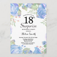 Botanisk blå Blommigt Surprise 18:e födelsedagen