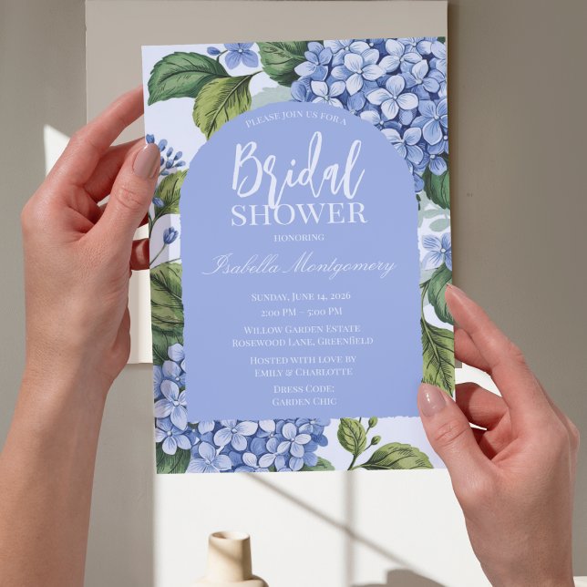 Botanisk blå hortensia blomsterbröllopsstil inbjudningar (Botanical Blue Hydrangea Floral Bridal Style Invitations
)