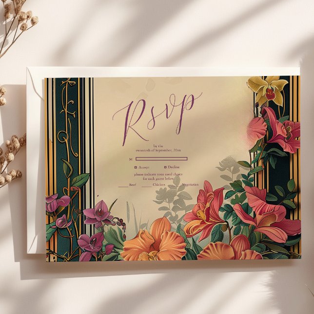Botanisk Bliss Wildflowers Art Nouveau Bröllop OSA Kort (Skapare uppladdad)