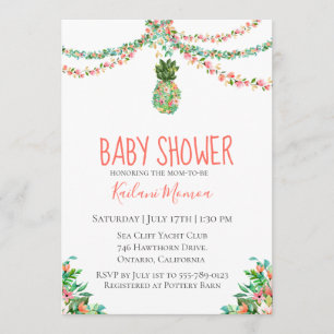 Botanisk blom- ananasbaby shower inbjudningar