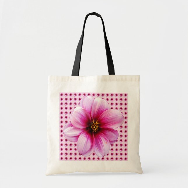 Botanisk blom- rosa Dahlia Tygkasse (Framsidan)