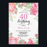 Botanisk Blommigt 40:e födelsedagsinbjudan Inbjudningar<br><div class="desc">Botanisk Blommigt 40:e födelsedagsinbjudan. Blommigt Rosa Barn födelsedag Kvinnoinbjudan. Vattenfärgad Blommigt blomma. Elegant Rosa ros och Peony Flowers. Vuxen Birthday. Vit bakgrund. Black and White. 13:e 15:e 16:e 18:e 20:e 30:e 40:e 60:e 70:e 80:e 90:e 100:e, alla åldrar. Om du vill göra ytterligare anpassningar klickar du på knappen "Anpassa" och...</div>