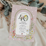 Botanisk Blommigt Arch 40:e födelsedagen Party Inbjudningar<br><div class="desc">Cutsie botanical 40:e födelsedagsinbjudan. Utformningen har en dammig rosa bakgrund som dekoreras i vitt polka dots,  en ramad båge som är försedd med vattenfärgen vår/sommar-blommigtar och söt vilda djur och växter. Den redigerbara mallen är enkel att anpassa med din egen händelseinformation.</div>