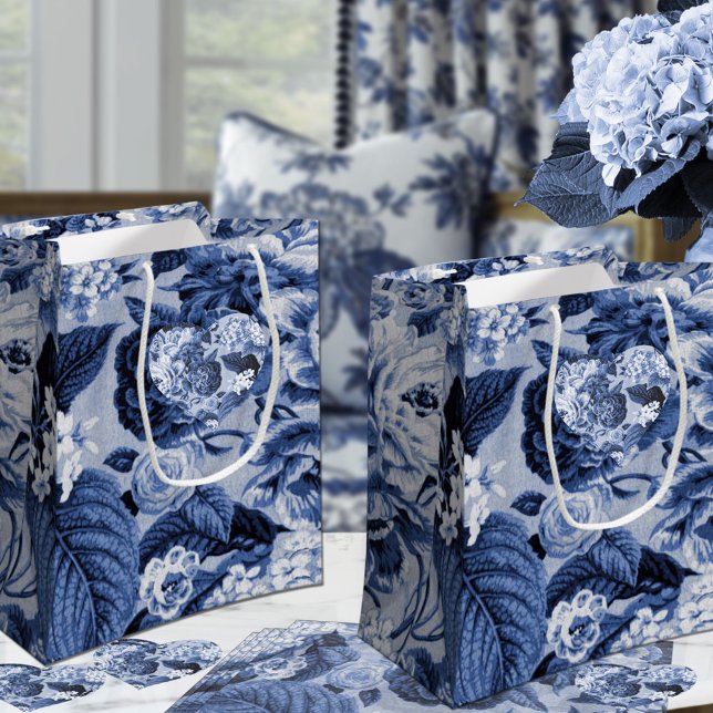 Botanisk Blommigt av Periwinkle Blue & White Vinta (Skapare uppladdad)