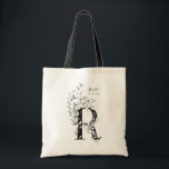 Botanisk blommigt brev R Rustic monogrammad Tygkasse<br><div class="desc">Trendig Farmhouse rustic Brev R monogrammad Tote Bag</div>