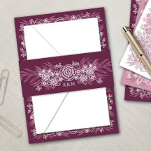 Botanisk Blommigt Dusty Ro  Burgundy Bröllop