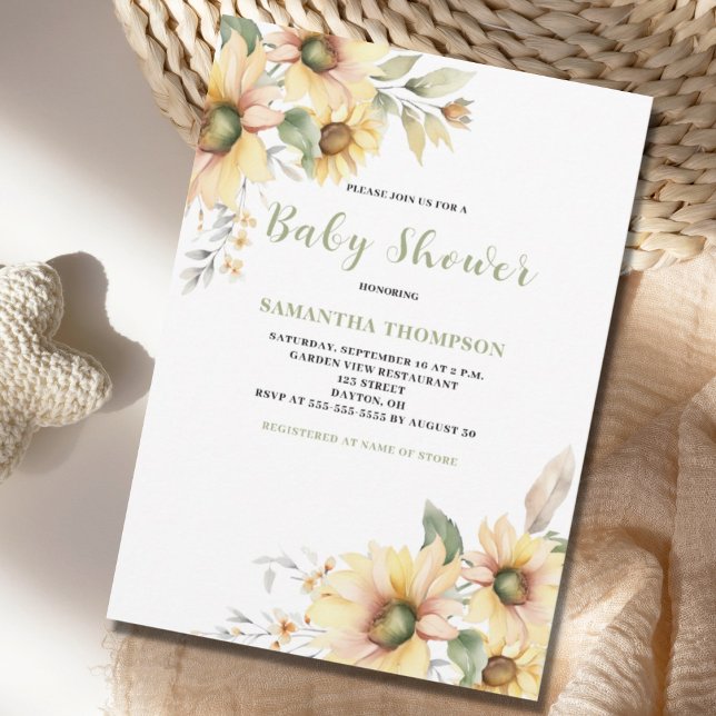 Botanisk Blommigt för babyskor Inbjudningar (Skapare uppladdad)