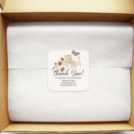 Botanisk Blommigt för Small Business Tack Vintage Fyrkantigt Klistermärke