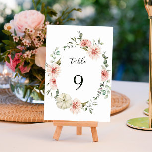Botanisk Blommigt Garden Watercolor Bröllop Bordsnummer
