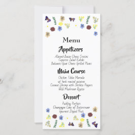 Botanisk Blommigt Garden White Bröllop Menu