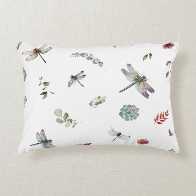 Botanisk Blommigt Greenery Watercolor Mönster Prydnadskudde (Framsidan)