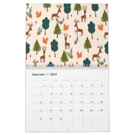 Botanisk Blommigt Hand plockade Mönster Illustrate Kalender