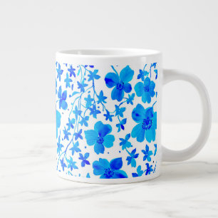 Botanisk Blommigt i Deep Blue and White Jumbo Mugg