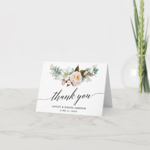 Botanisk Blommigt Kalligraphy Bröllop Note Tack Kort