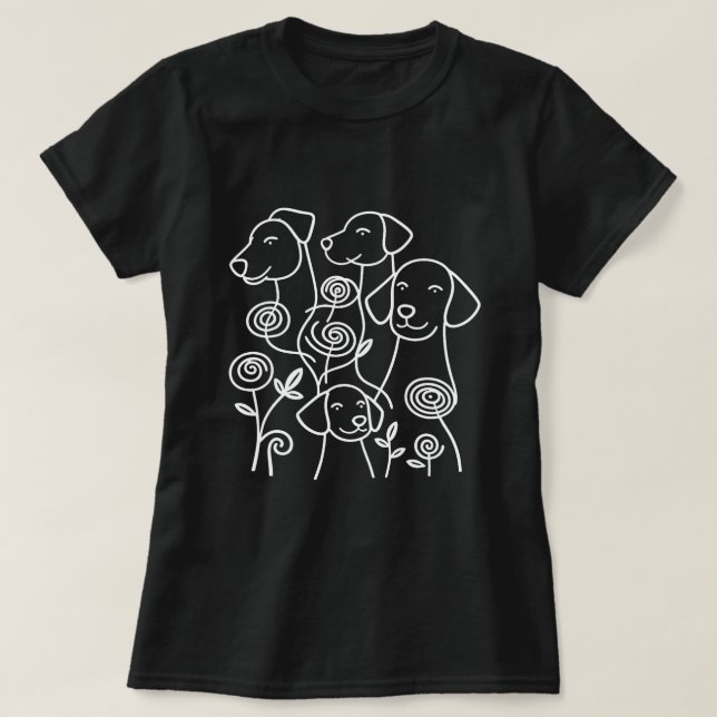 Botanisk Blommigt Labrador Minimalistisk konst T Shirt (Design framsida)