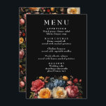 Botanisk Blommigt Moody Vintage bröllop Menu Meny<br><div class="desc">Öka din evenemangs ambitionsnivå med det här svarta menykortet för elegant, som är förberett med invecklade botaniska blommigtar som inspirerats av den tidlösa skönheten hos de nederländska mästermålningarna, Rocococharm och den ogenomträngliga eran i Baroque. Rik, moody och onekligen romantisk, den här exekutiva designen kompletterar perfekt det sofistikerade firande - oavsett...</div>