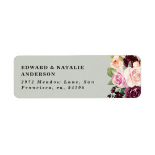 botanisk blommigt och löv returadress etikett