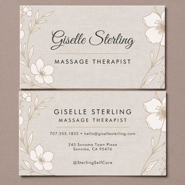 Botanisk blomsterduk massageterapeut  visitkort (Skapare uppladdad)