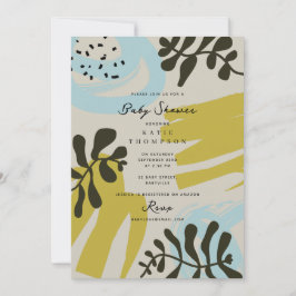 Botanisk Bohemer Pastell Grön Blå Bebis Shower Inbjudningar