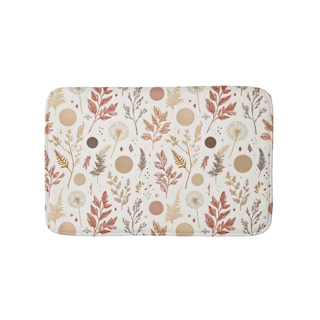 Botanisk Boho Blommig Mönsterdesign 396 Badrumsmatta (Framsidan)