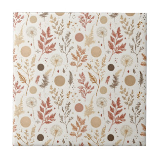 Botanisk Boho Blommig Mönsterdesign 396 Kakelplatta