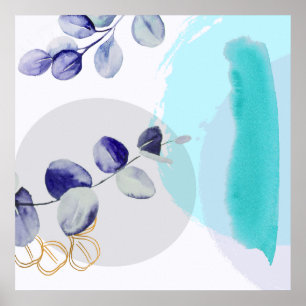 Botanisk Boho Cyan Lila Poster
