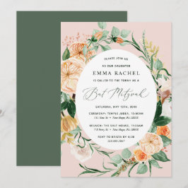 Botanisk Boho-Personlig  Rosa Bat mitzvah Inbjudningar