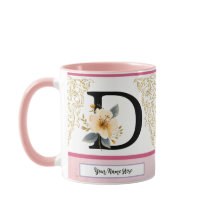 Botanisk bokstav D-mugg – Mjuk blomsterinitial med