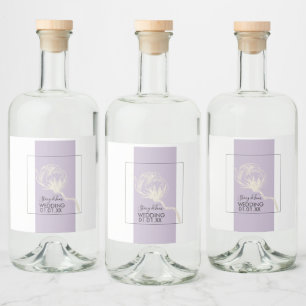 Botanisk bomullsväxt Lavendel Bröllop Spritflaskor Etikett