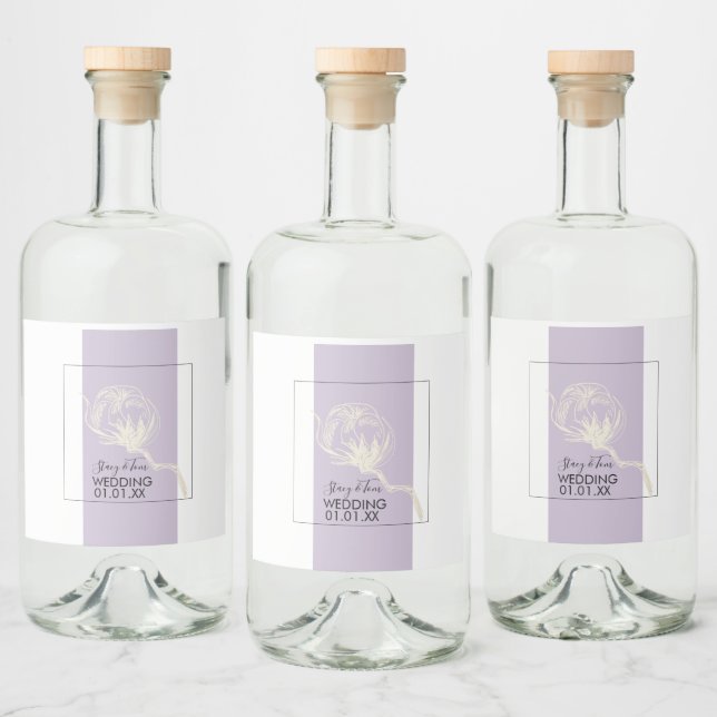 Botanisk bomullsväxt Lavendel Bröllop   Spritflaskor Etikett (Flaskor)