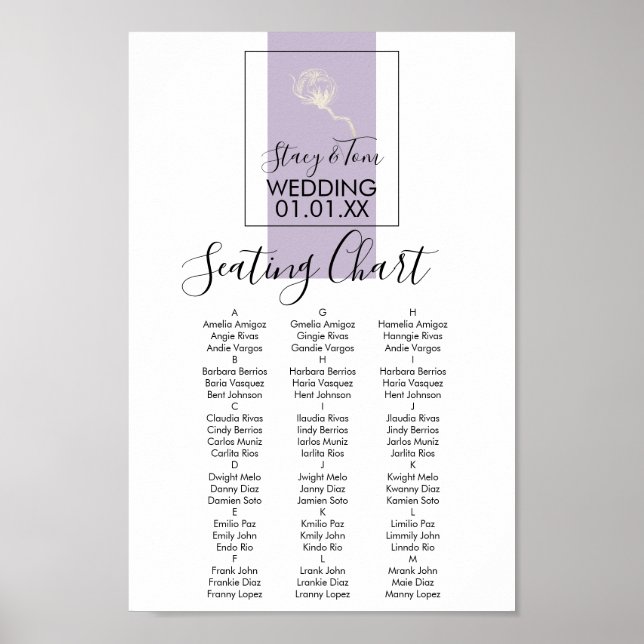 Botanisk bomullsväxt Lavendel Bröllops sittplatser Poster (Framsidan)