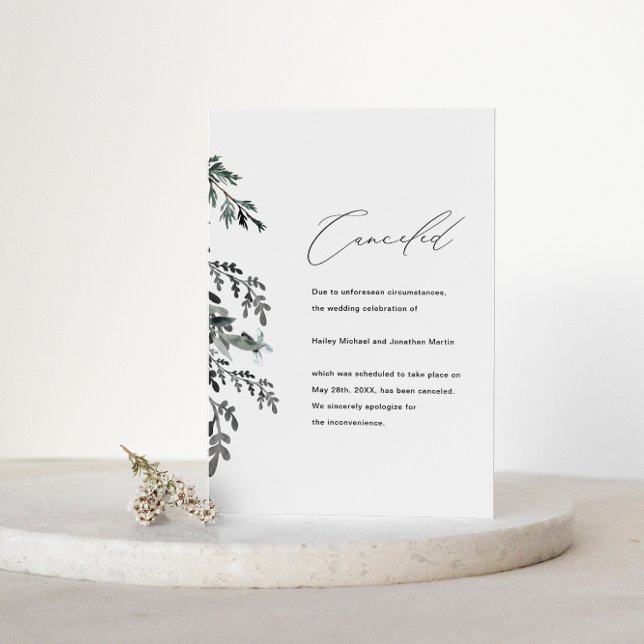 Botanisk bröllopsavbokning meddelande (Skapare uppladdad)