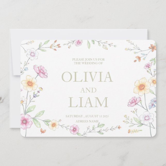 BOTANISK BUDGET BRÖLLOP INBJUDNINGAR (Framsida)