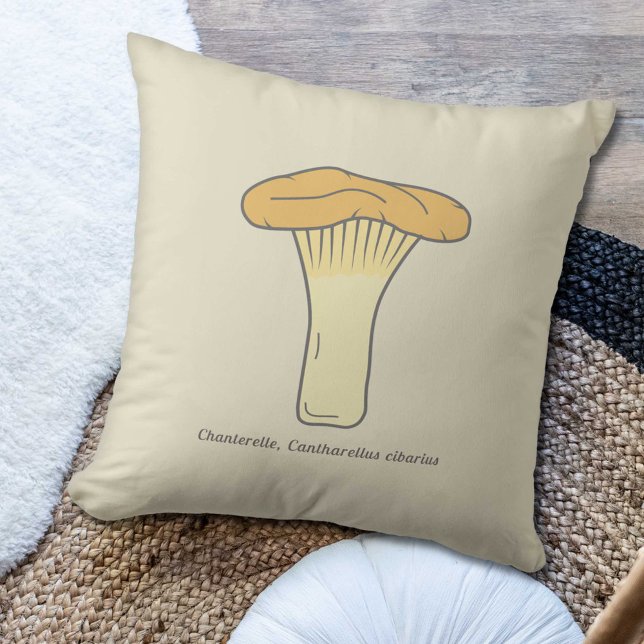 Botanisk Chanterelle Mushroom Pillow Kudde (Botanical Chanterelle Mushroom Pillow)