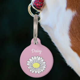 Botanisk Daisy Blommans Rosa Pet-tagg Djurbricka