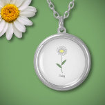 Botanisk Daisy Pastel Flower Necklace Silverpläterat Halsband<br><div class="desc">Ett halsband med en illustration av botanisk daisy i pastel färg (Leucanthemum vulgare) och en anpassade: perfekt för födelsedagspresent. Daisy är aprilblomman och symbolisk betydelse för godhet,  renhet,  oskuld,  glädje och glädje.</div>