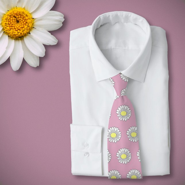Botanisk Daisy Pastel Flower Rosa Slips (Daisy Flower Pink Neck Tie)