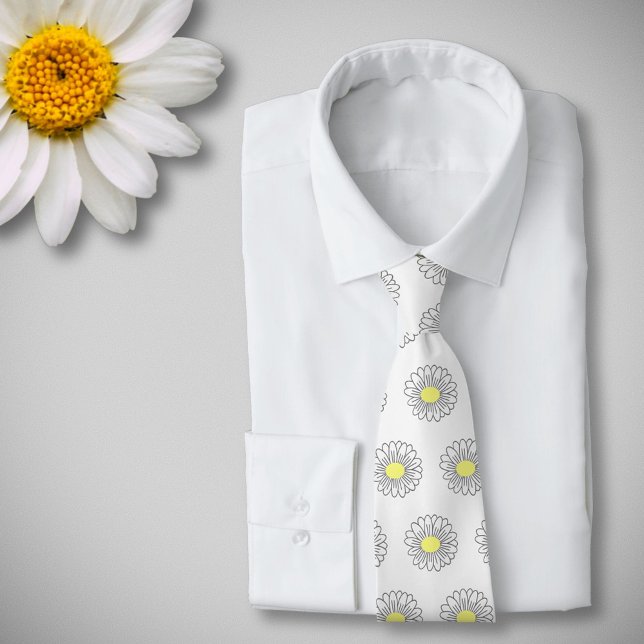 Botanisk Daisy Pastel Flower White Slips (Daisy Flower White Neck Tie)