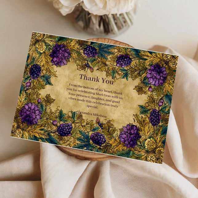 Botanisk druf Mardi Gras Masquerade Tack Kort (Skapare uppladdad)