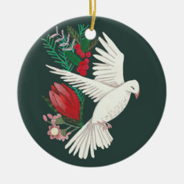 Botanisk duva blomsterjul julgransprydnad keramik
