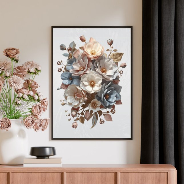 Botanisk Elegant 3D Blommig Konst Canvastryck (Skapare uppladdad)