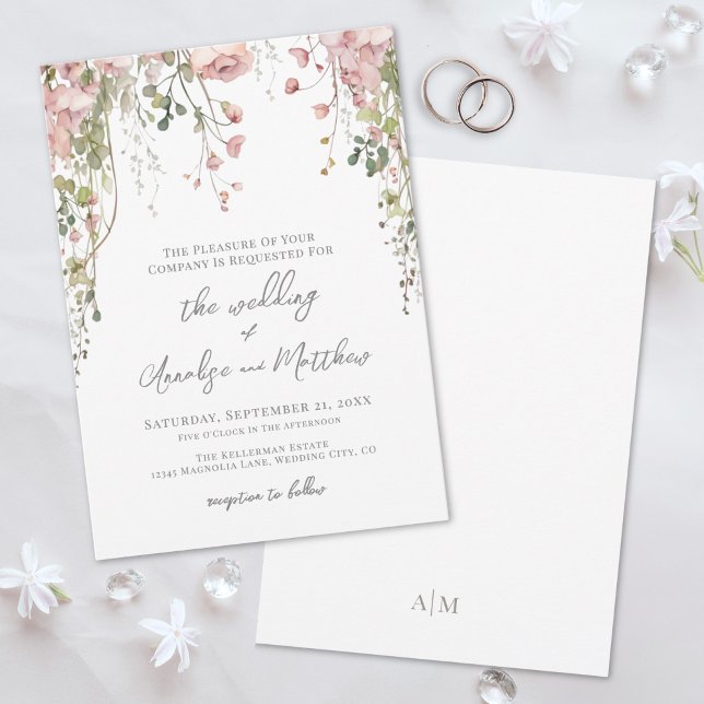 Botanisk Elegant Akvarell Vildblomma Bröllop Inbjudningar (Botanical Elegant Watercolor Wildflower Wedding Invitation)