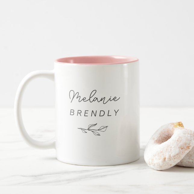 Botanisk Elegant Modern Minimalistisk Två-Tonad Mugg (Med munk)