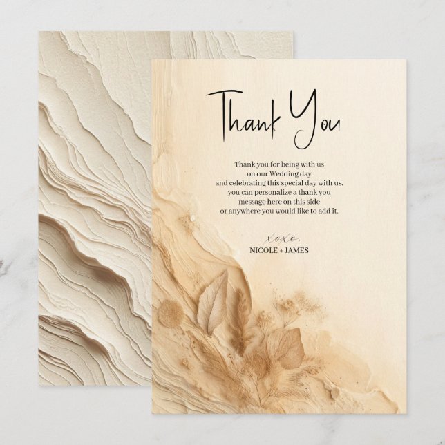 Botanisk Elfenbenskräm Bohemisk Texturerad Bröllop Inbjudningar (Fram/baksida)